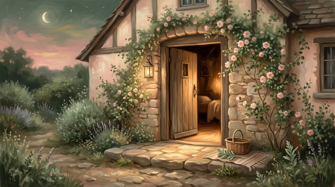 Blessed are they who hear the word of God β an open doorway welcoming in soft light