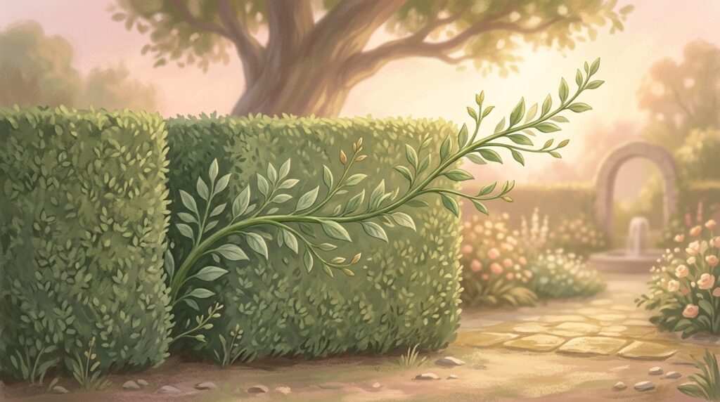 Chosen you out of the world — a single branch grown apart from the hedge, turned toward light