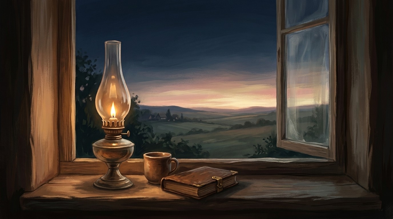 Keep your lamp burning — an oil lamp lit through the night at dawn