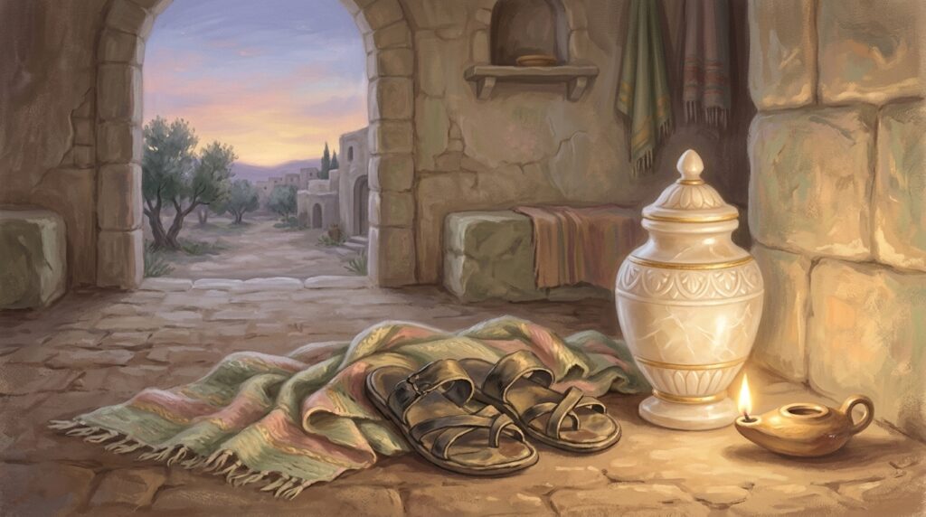 She loved much — an alabaster jar of ointment resting in warm evening light
