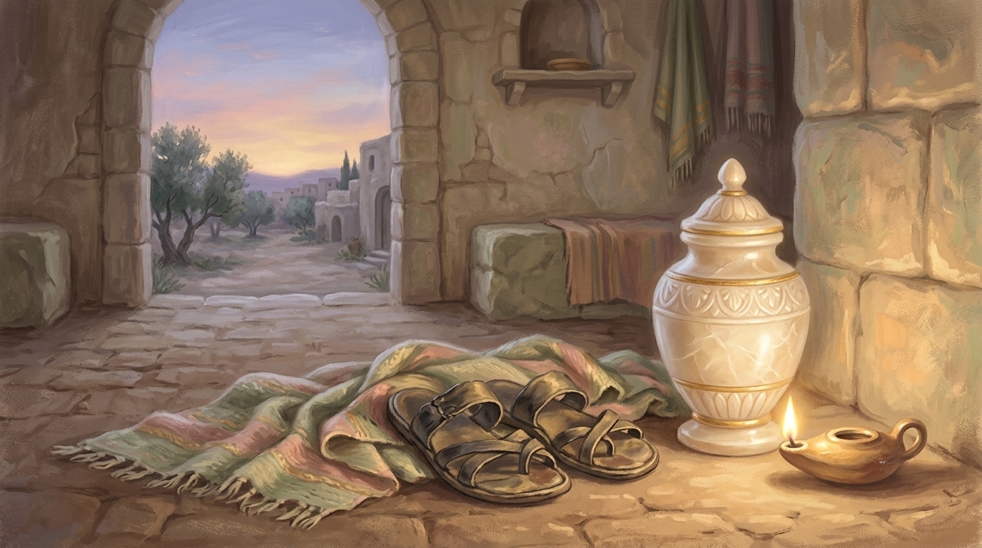 She loved much — an alabaster jar of ointment resting in warm evening light