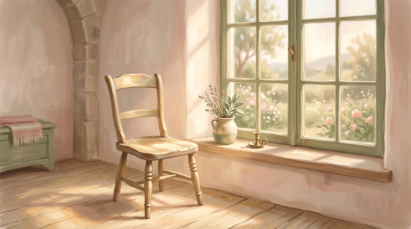 Your son lives — a chair sitting empty in a shaft of window light