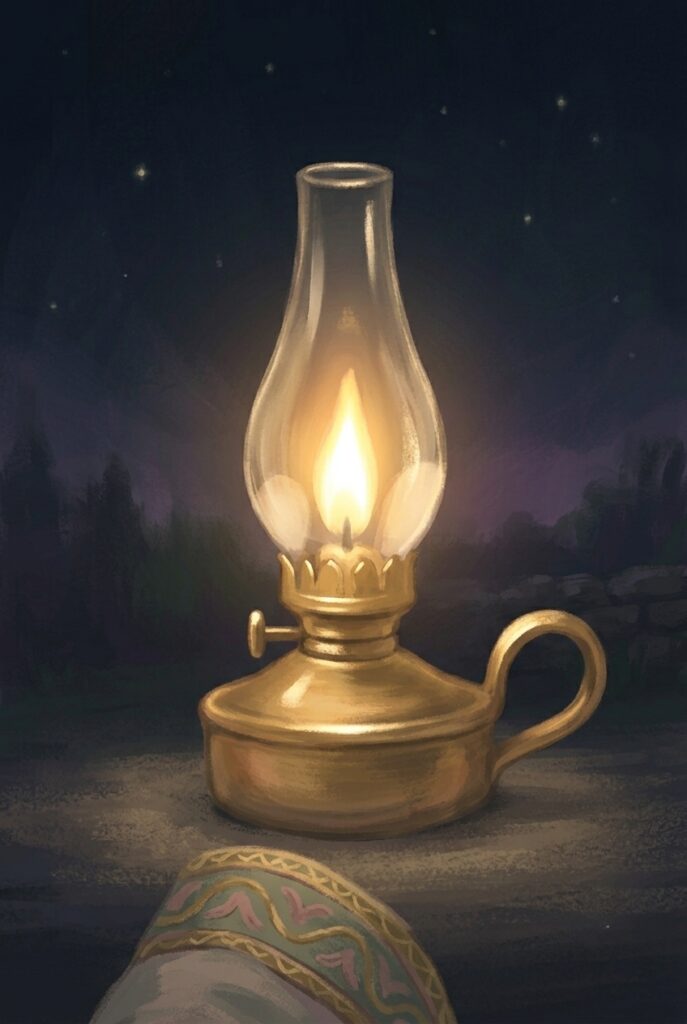 Lamps burning in your hands — a small flame kept steady through a long night