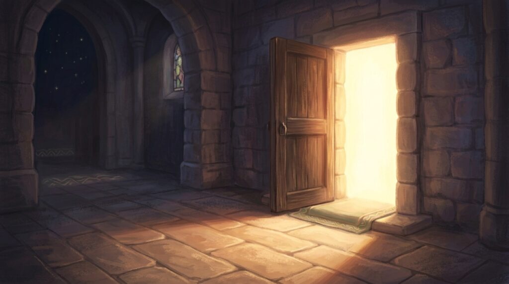 Open to him immediately — a door opening at once into warm light