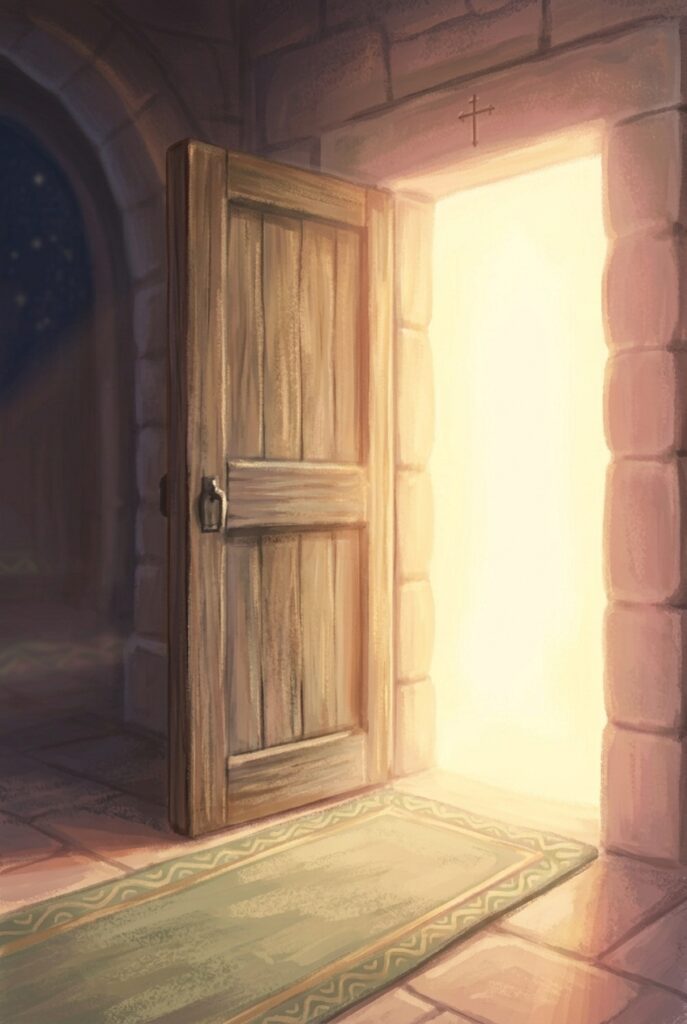 Open to him immediately — a door opening at once into warm light