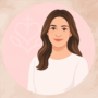 Digital illustration in Bloom’s pink palette showing Pastora Tori Matthews in a round frame with gentle shading and a white blouse, symbolizing warmth and pastoral care.