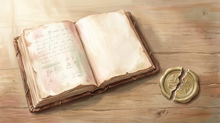 The Bloom Charter launch — an open bound document on a plain table beside a gold seal whose ring is deliberately broken and rejoined